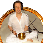 Steve G. Jones recording with Tibetan Singing Bowls that were hand hammered by a Tibetan Buddhist in Dharamsala