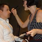 Steve G. Jones in makeup for filming